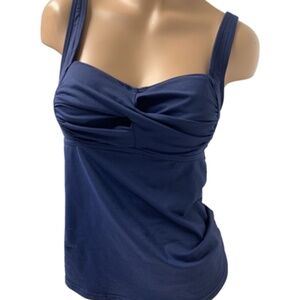 Land’s End V wrap Tankini top underwire 10DDD navy